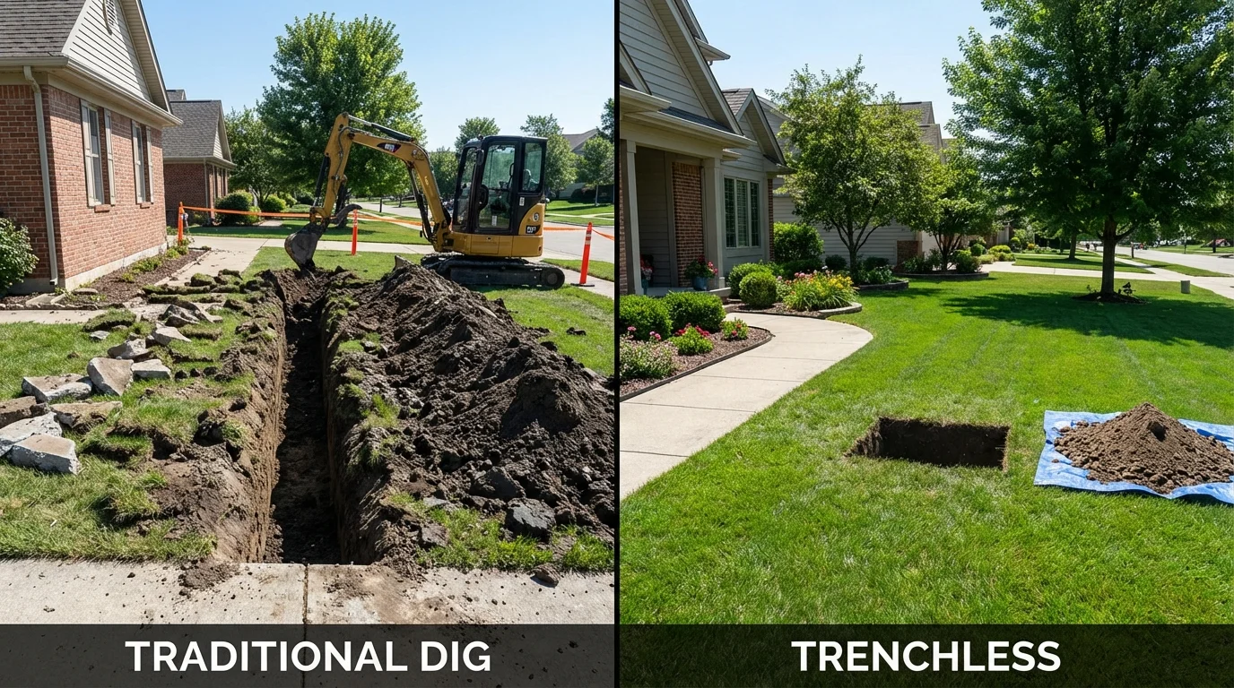 Trenchless sewer repair with minimal yard damage versus traditional excavation in Cayucos, CA